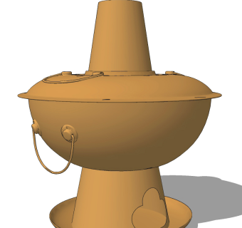 现代铜火锅su草图模型下载