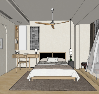 现代卧室su草图模型下载