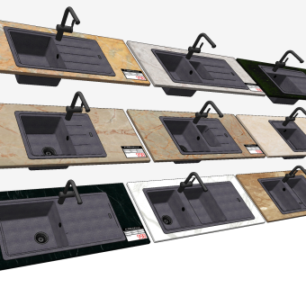 现代洗菜盆水槽su草图模型下载