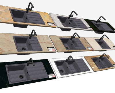 现代洗菜盆水槽su草图模型下载