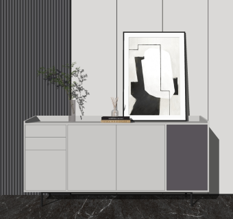 现代边柜su草图模型下载