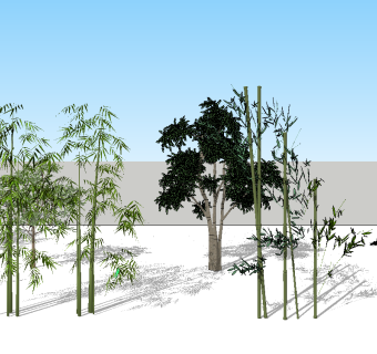 现代树，竹子su草图模型下载