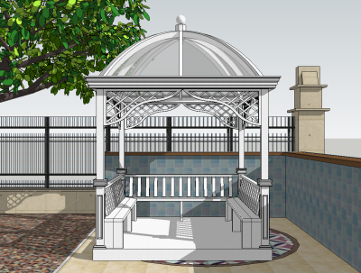 欧式庭院凉亭su草图模型下载