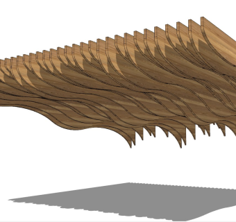 工业风建筑材料,异形木纹格栅天花吊顶su草图模型下载