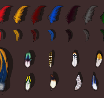 现代彩色羽毛鸟毛墙饰，挂饰，挂件su草图模型下载