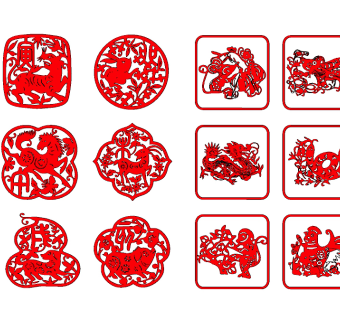 中式十二生肖剪纸，窗花年货su草图模型下载