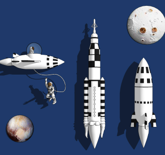 北欧火箭，飞船宇航员墙饰摆件装饰su草图模型下载