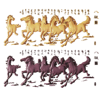 中式八骏图，墙饰，挂饰su草图模型下载