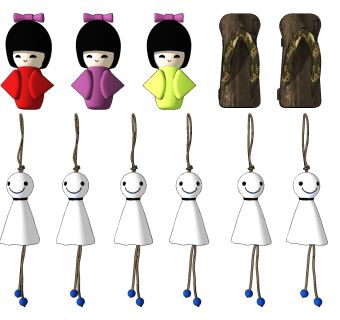 日式布偶挂件，墙饰，su草图模型下载