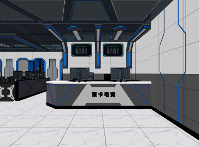 现代电竞网咖，网吧su草图模型下载