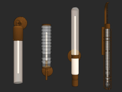 现代金属玻璃壁灯,su草图模型下载