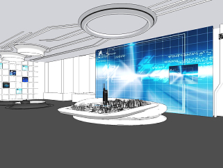 现代<em>清洁能源</em>科技展厅，su草图模型下载
