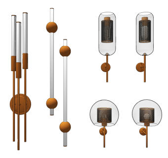 现代金属玻璃壁灯su草图模型下载