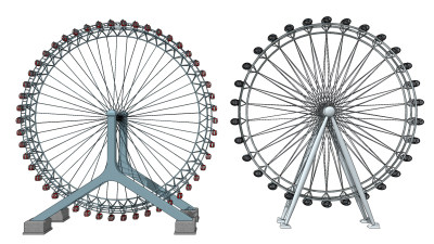 现代摩天轮游乐场设备su草图模型下载