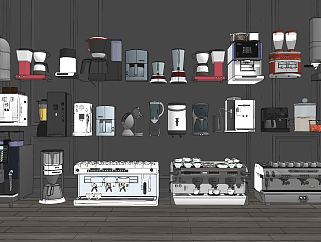 现代咖啡机，<em>饮料</em>机榨汁机su草图模型下载