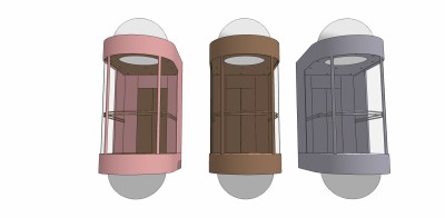 现代观光电梯轿厢su草图模型下载
