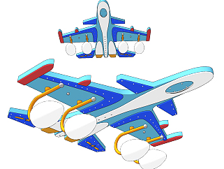 现代儿童飞机吸顶灯,su草图模型下载
