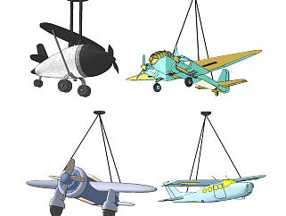 现代儿童飞机吊灯su草图模型下载