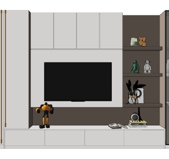 现代电视背景墙su草图模型下载