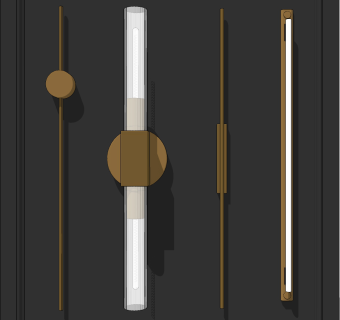 现代线性轻奢壁灯,su草图模型下载