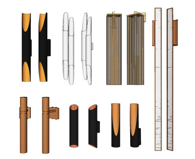 现代管形金属壁灯su草图模型下载