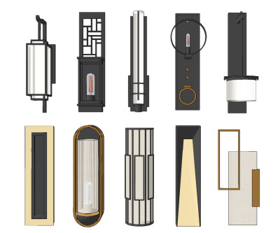 新中式金属壁灯su草图模型下载