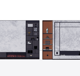 现代电视背景墙su草图模型下载