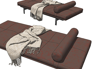 现代皮革床尾凳沙发凳su草图模型下载