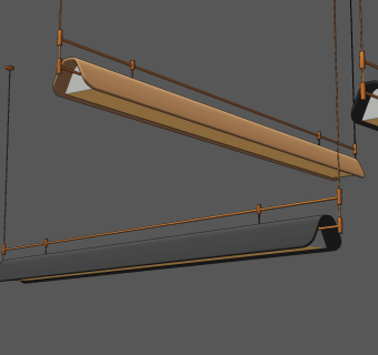 现代办公条形灯管吊灯su草图模型下载
