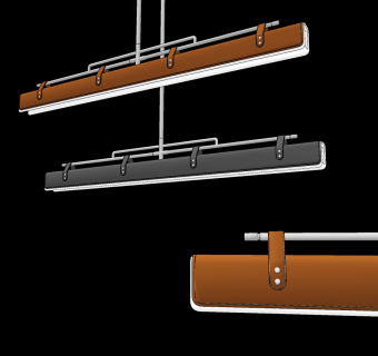 现代皮革办公条形吊灯su草图模型下载
