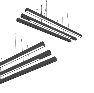 现代led条形办公吊灯su草图模型下载