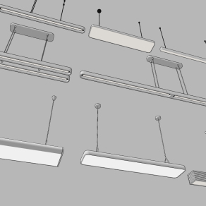 现代简约条形，长条吊灯su草图模型下载