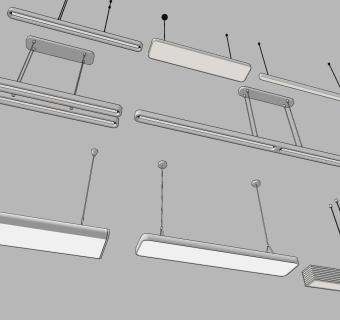 现代简约条形，长条吊灯su草图模型下载
