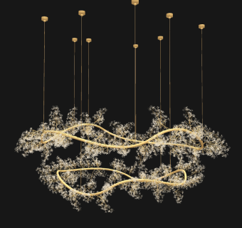 现代艺术水晶装饰吊灯吊饰su草图模型下载
