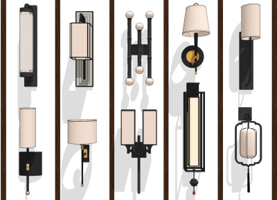 新中式金属壁灯su草图模型下载