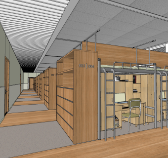 现代简约学校宿舍，上下铺su草图模型下载