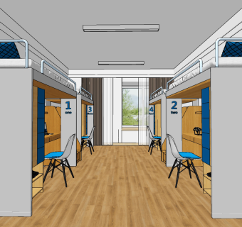 现代学校学生宿舍，上下床，上下铺su草图模型下载