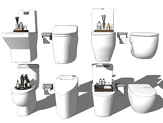 现代壁挂马桶坐便器,洗浴用品su草图模型下载