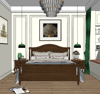 欧式卧室su草图模型下载