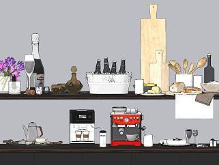 现代<em>咖啡</em>机，酒水，<em>厨房</em>用具su草图模型下载
