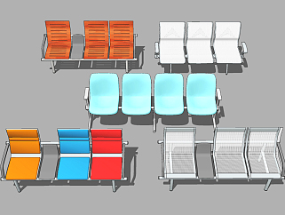 现代<em>车站</em>公共候车座椅su草图模型下载