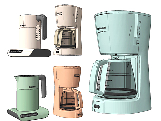 现代咖啡机，热水<em>壶</em>su草图模型下载