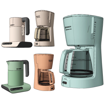 现代咖啡机，热水壶su草图模型下载