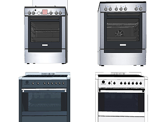 现代微波炉，烤箱厨房用品su草图模型下载