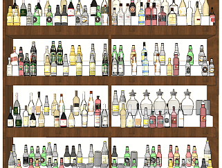 现代酒水<em>饮料</em>酒架,酒瓶子su草图模型下载