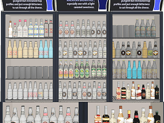 现代洋酒啤酒饮料，酒柜，<em>酒</em>瓶子su草图模型下载