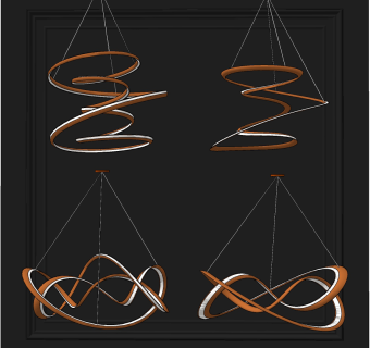 现代金属环形吊灯su草图模型下载