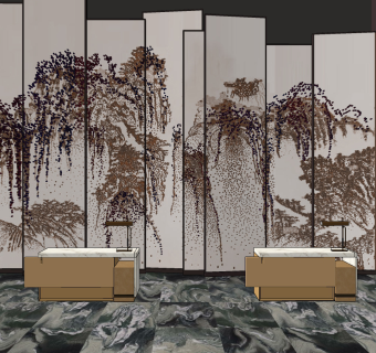 酒店服务台接待台su草图模型下载