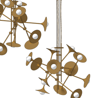 现代铁艺喇叭造型吊灯su草图模型下载