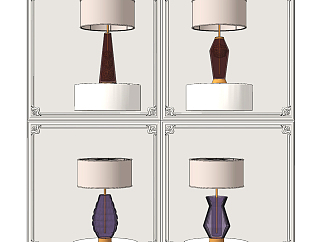 现代简欧式玻璃台灯su草图模型下载